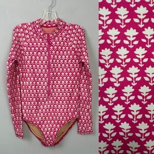 Crewcuts Girls' Zip-Up Rash Guard One-Piece Swimsuit Sz 10